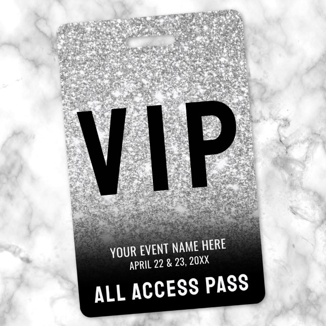 Crachá VIP Preto Branco Acesso Total (All Access Black White VIP Badge )