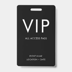 Crachá VIP Preto e Branco Minimalista