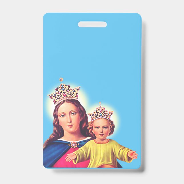 Crachá Virgem Maria rainha com Jesus (Frente)