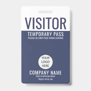 Crachá Visitor de Logotipo da Empresa Azul Visitante ID d