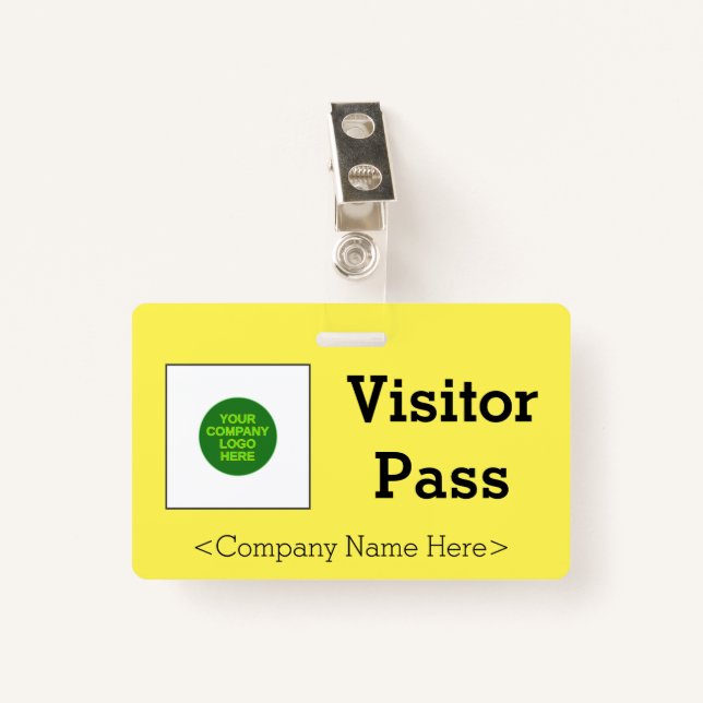 Crachá "Visitor Pass" simples (Frente com Clipe)