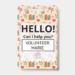 Crachá Voluntário Personalizado - Passe de Foto - LIVROS