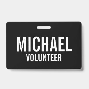 Crachá Voluntário Preto com Nome Personalizado