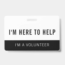 Voluntário Preto E Branco Aqui Para Ajudar O Crach