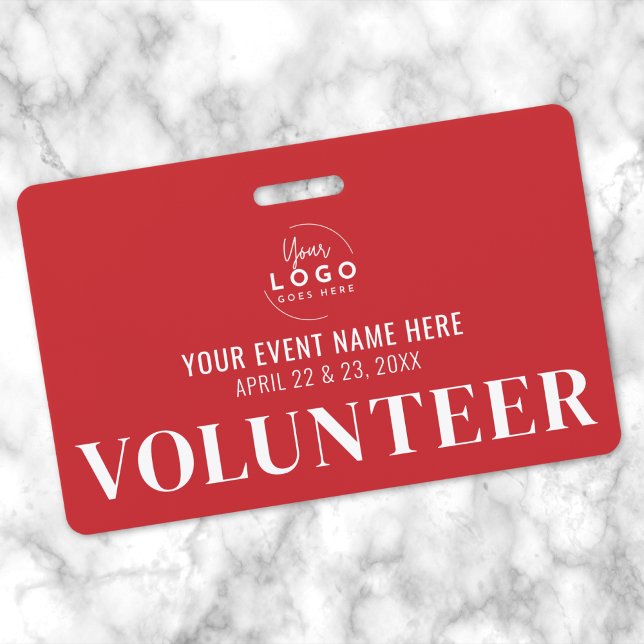 Crachá Voluntário Vermelho Simples (Red Volunteer Badge )