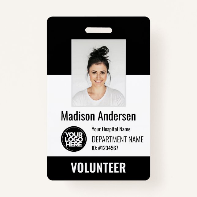 Crachá Volunteer Photo ID Badges with Clip or Lanyard (Frente)