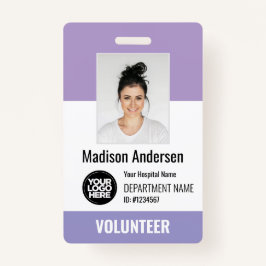 Crachá Volunteer Photo ID Badges with Clip or Lanyard