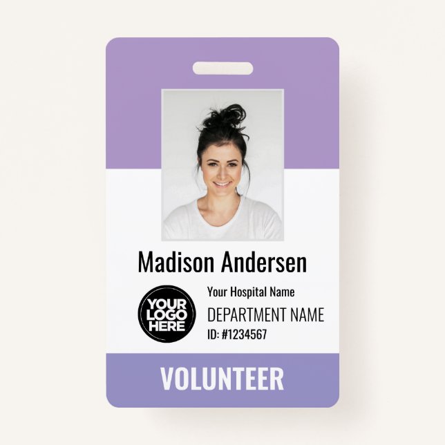 Crachá Volunteer Photo ID Badges with Clip or Lanyard (Frente)