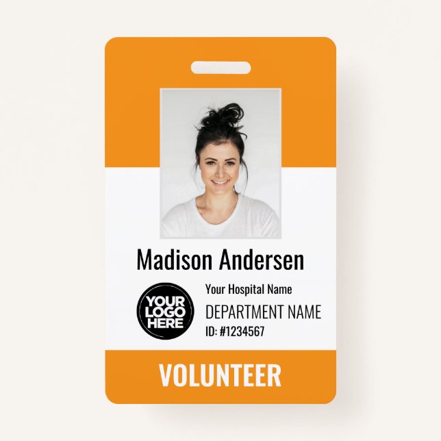 Crachá Volunteer Photo ID Badges with Clip or Lanyard (Frente)