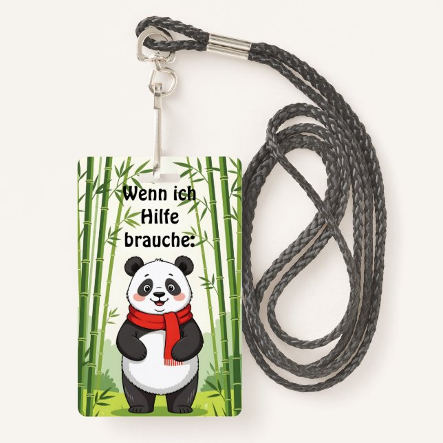 Crachá "Wenn ich Hilfe brauche:" Ausweis (Frente com cordão)