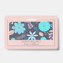 Crachá Whimsical Floral Doula Ou Parteira