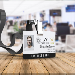 Crachá White Clean Add 3 Logotipos Office Funcionário