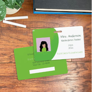Crachá White ID do Professor de Apple Verde Horizo