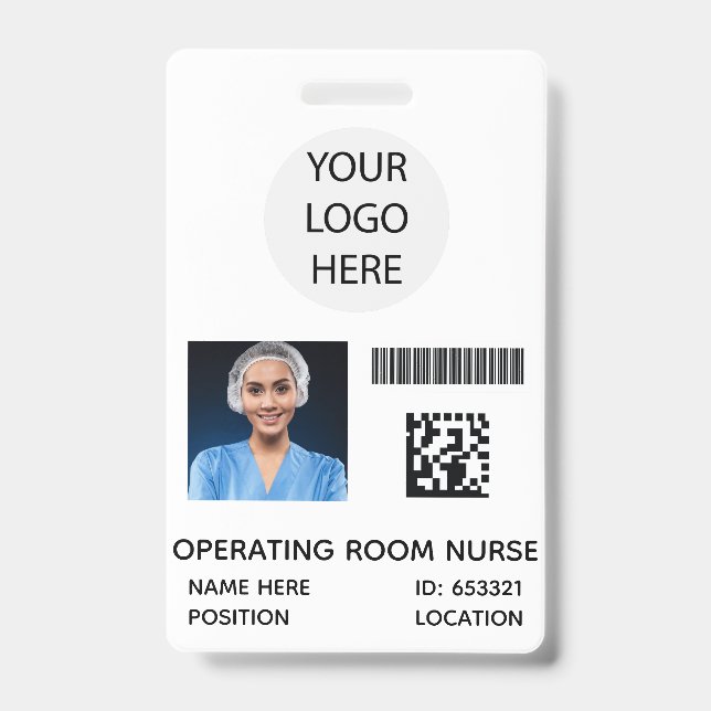Crachá White Medicine Operating Room Enfermeiro ID de Fot (Frente)