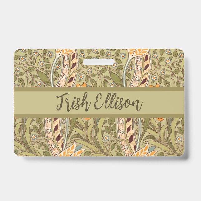 Crachá William Morris Daffodil Garden Flower Classic Bota (Frente)