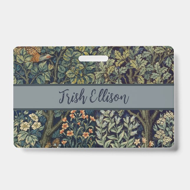 Crachá William Morris Pheasant Bird Tree Botânica (Frente)