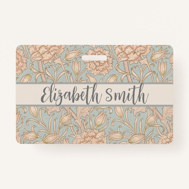 Crachá William Morris Wild Tulip Flower Floral Design (Frente)