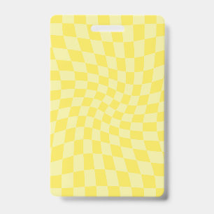 Crachá Xadrez Distorcido Amarelo Limão Pastel Retro
