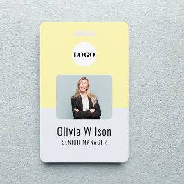 Crachá Yellow ID Card | Business Logo Employee Photo 