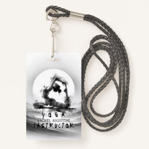 Crachá Yoga Reiki Pigeon Pose Watercolor, Rei Pigeon Com