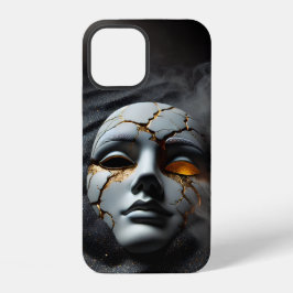 Cracked Porcelain Mask Dark Luxury iPhone 12 Case