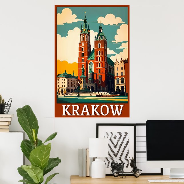 Cracóvia Poster de viagens Wall Art (Escritório em casa)