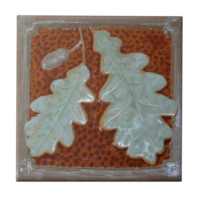  Craftsman Oak leaf Ceramic Decorative tile  (Frente)