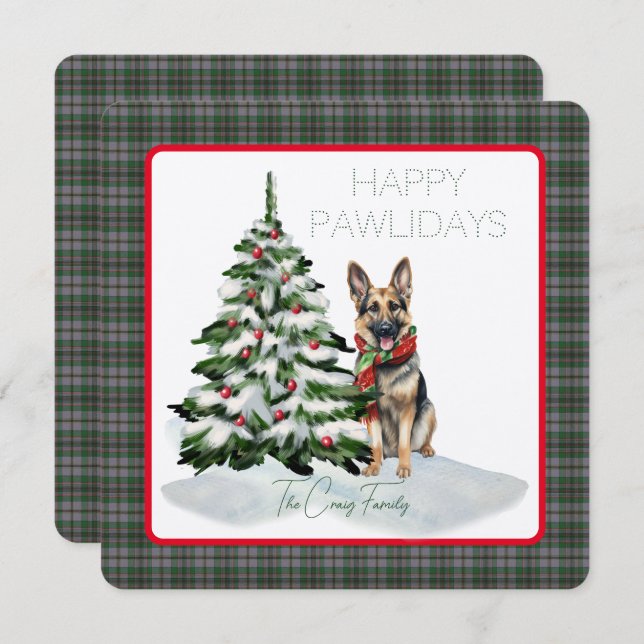 Craig Modern Tartan Happy Pawlidays Dog (Frente/Verso)