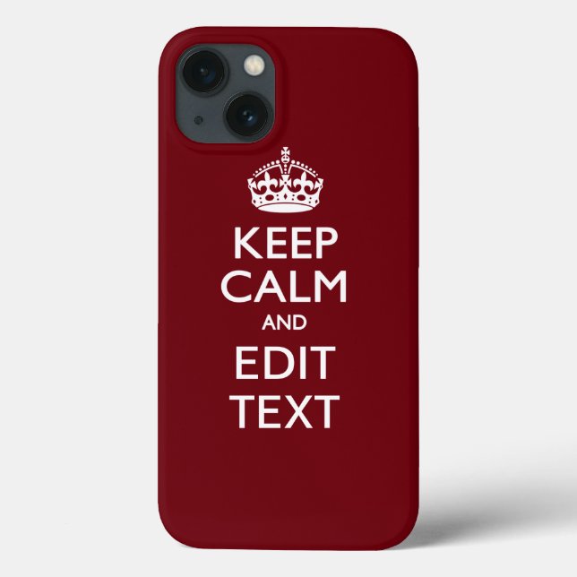 Cranberry Burgundy Keep Calm and Your Text (Verso)