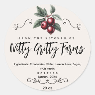 Cranberry Jam Jelly preserve etiqueta de latão per