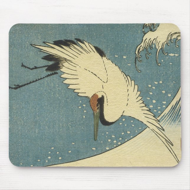 Crane e Wave, Hiroshige Mousepad (Frente)