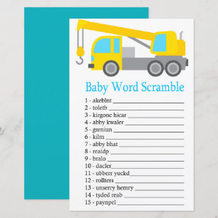 Crane Truck Baby word scramble game