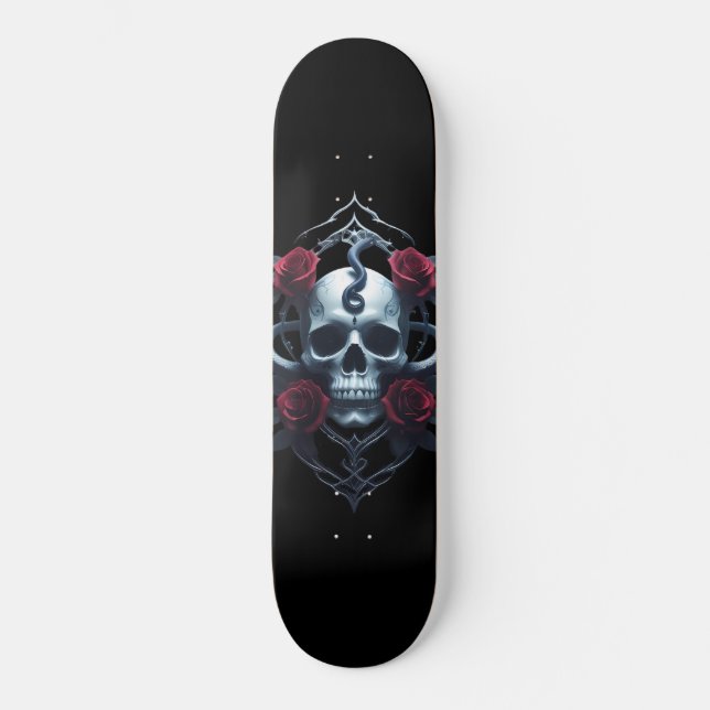 Cráneo y serpiente skateboard gótico (Frente)