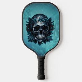 Crânio azul escuro com rosas.