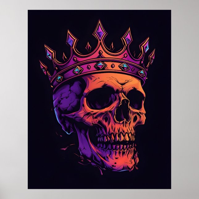 Crânio coroado - Neon Royalty Poster (Frente)
