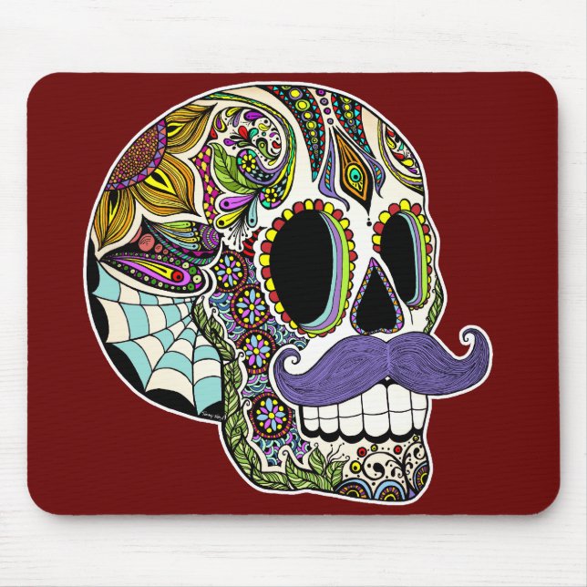 Crânio customizável Mousepad do açúcar do bigode (Frente)