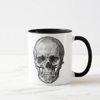 crânio da criança e caneca do crânio do adulto