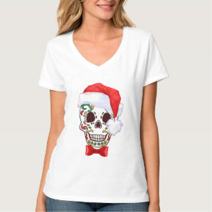 Crânio de Açúcar de Natal com Papai Noel - camisa