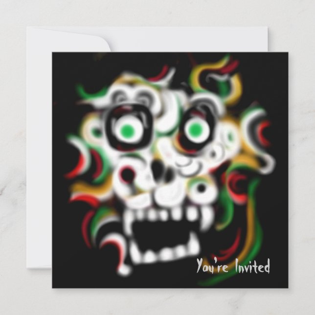 Crânio de Convite de Festa de Halloween (Frente)