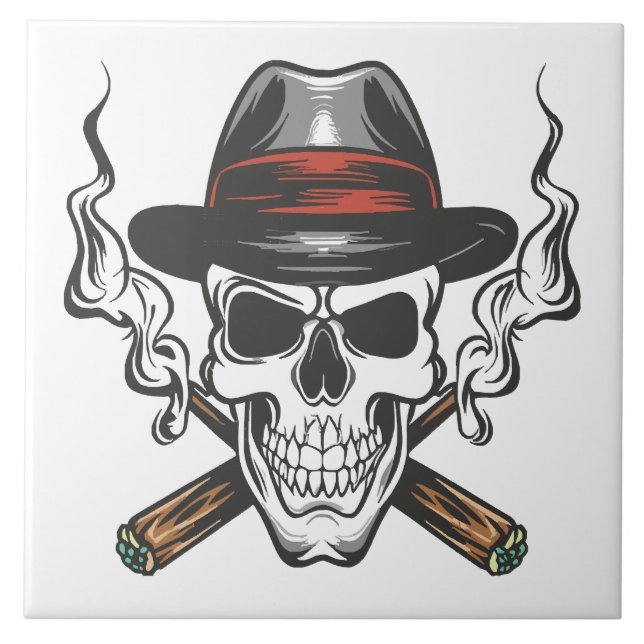Crânio de gângster com chapéu fedora (Frente)