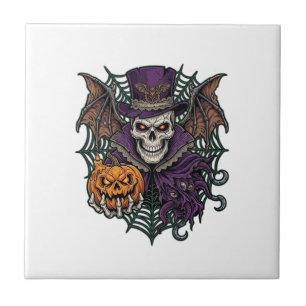 Cranio de Halloween Cartola Asas de Morcego Abóbor