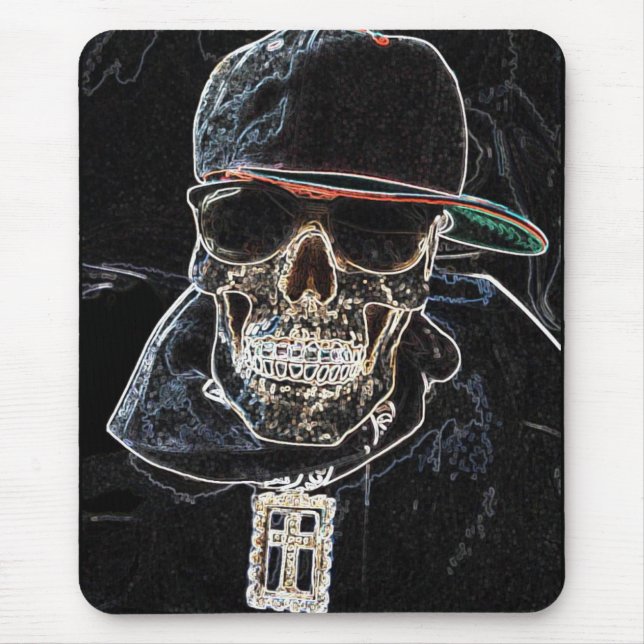 Crânio de néon Mousepad de Hip Hop (Frente)