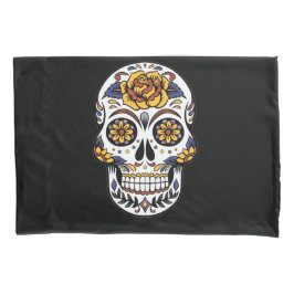 Crânio de Rosa Amarelo em Preto