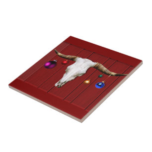 Crânio de Vaca com Enfeites de natal no Red Barn