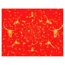 Crânio de Vaca Dourada Vermelha brilhante no Oeste