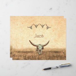 Crânio de Vaca Marrom Estilo Country Western Rústi