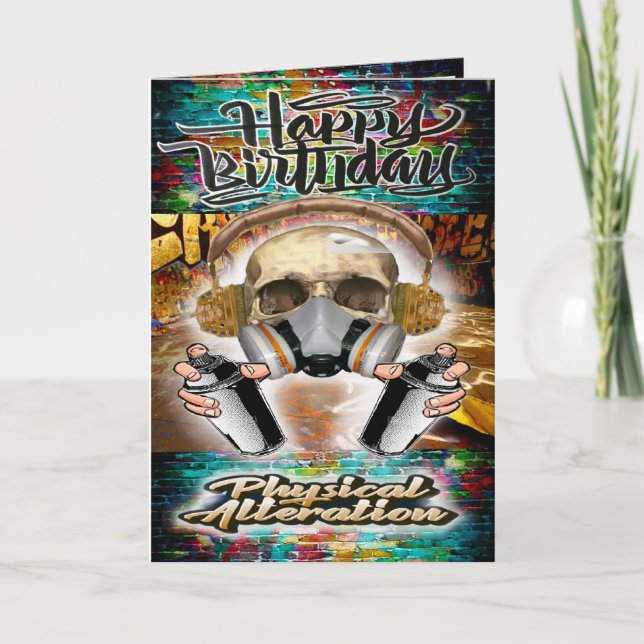 Crânio do grafite de cartão de aniversário (Frente)