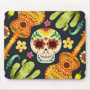 Crânio e Guitarras Dia de Muertos Mousepad