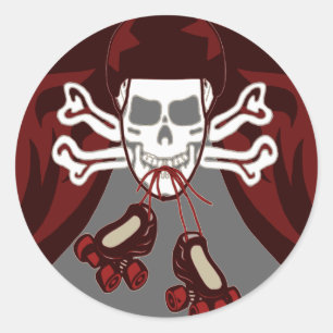 crânio e skate adesivo