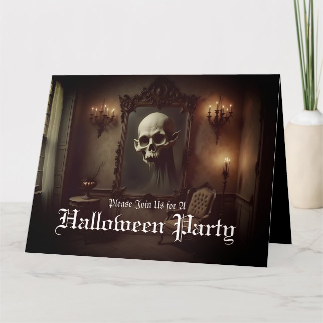 Crânio em Convite de Halloween de Pintura Assombra (Frente)